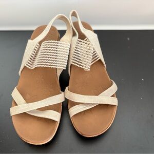 Skechers Women's Cork Beverlee Casual Outing Wedge Sandal Natural Size 10 Shoe